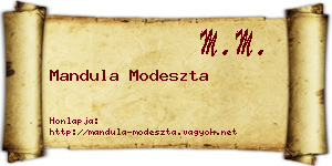 Mandula Modeszta névjegykártya