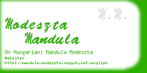 modeszta mandula business card